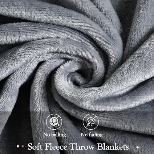 4 Pcs Fleece Throw Blanket Soft, Light Gray, Dark Gray, 50'' X 60''