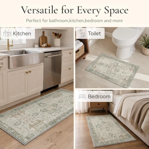 sarben Memory Foam Bathroom Runner Rug 60"x24" Non Slip Washable,Gray