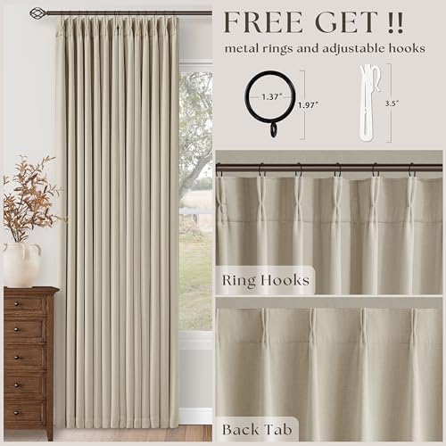 Extra Wide Oatmeal Beige Blackout Sliding Glass Door 108 Inch Curtains