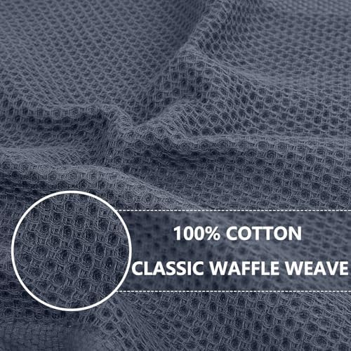 Homaxy 100% Cotton Waffle Weave Kitchen Dish Cloths, 9-Pack, Dark Grey