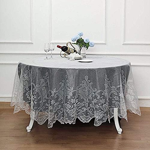 BalsaCircle 90-Inch Ivory Premium Lace Round Tablecloth Table Linens
