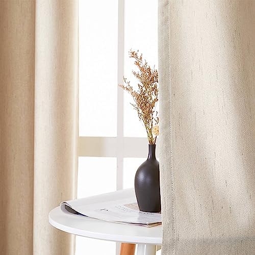 Grommet Blackout Curtains for Bedroom, Linen Solid Color Room