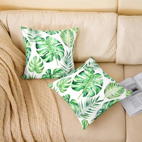Feelyou Tropical Leaves Throw Pillow Covers Kids Soft Decorative 22" x