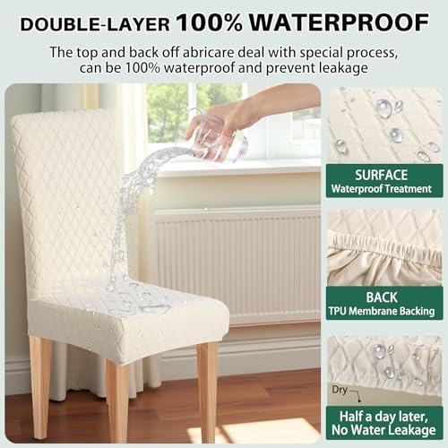 Dioxide Waterproof Chair Covers for Dining Chairs, Stretch Dining
