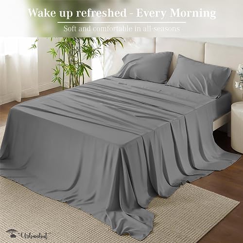 URBANHUT 100% Cotton Sheets King Size, 4 Piece Hotel Style Sheet Set