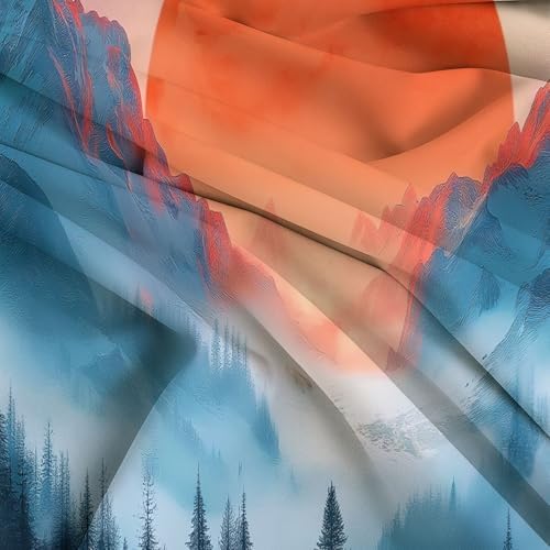King Duvet Cover Set Natural Landscape Mountains Forest Soft