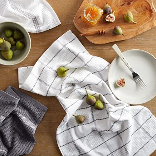 Martha Stewart Modern Waffle Kitchen Towel Set 6-Pack, Grey, 16"x28"