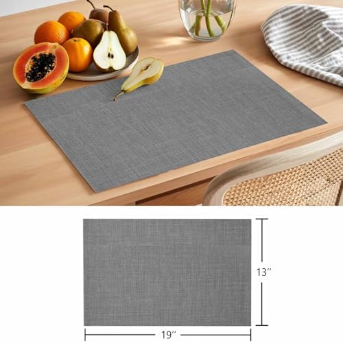 Classic Solid Gray Placemats Set of 6 Washable Table Mats for