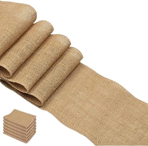 Burlap Table Runner - Rustic Jute Fabric Table Decor for Wedding