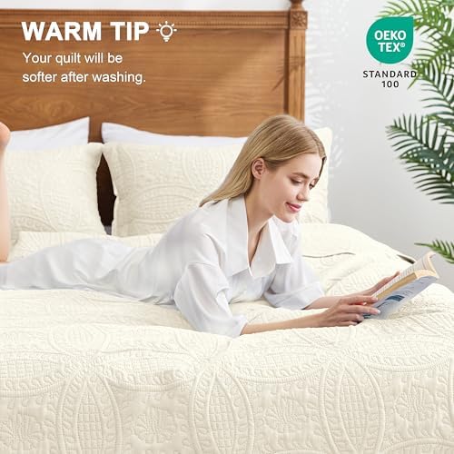 Love's cabin King Size Quilt Bedding Set Beige Bedspreads - Bed Summer