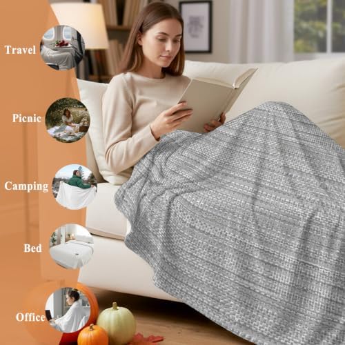 Flannel Fleece Blanket 60" x 80", Light Gray Microfiber Cozy Soft