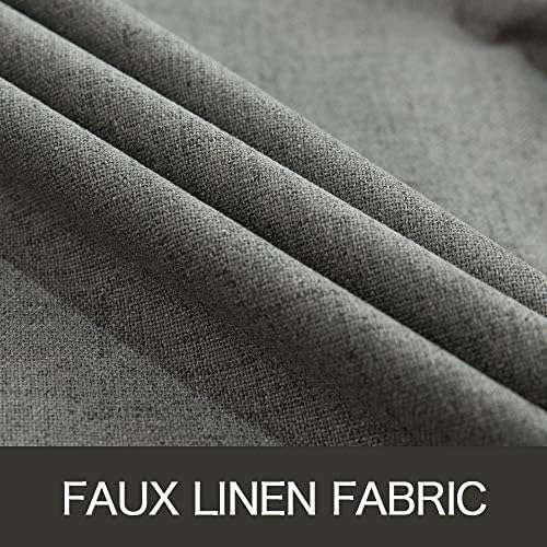 MIULEE 100% Blackout Linen Curtains for Bedroom 52x84 Inches Dark Grey