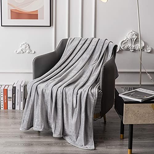 KEPLIN Silver Grey Throw Blanket - 60x80 in I Soft, Fluffy, Warm