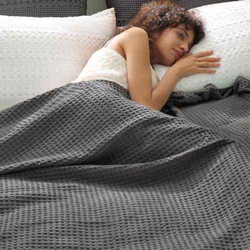 PHF Ultra Soft Waffle Weave Blanket for Bed, King Size, 104"* 90"