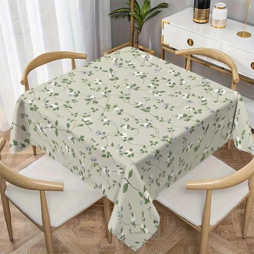 Ditsy Floral Print Square Table Cloth, Waterproof Duty Vinyl Plaid