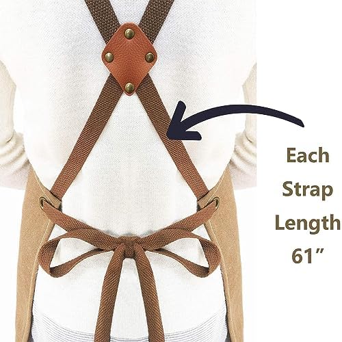 AFUN Work Aprons for Men with Large Pockets, Cotton Canvas Cross Back