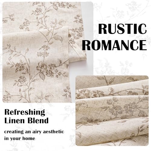"Lazzzy Farmhouse Polyester blended Curtains Taupe Floral Curtains