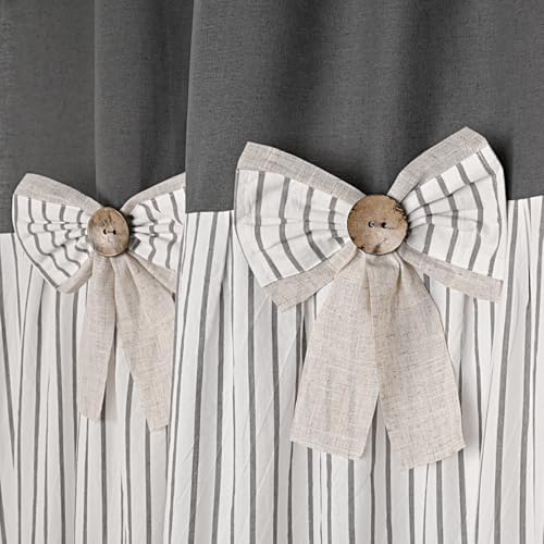 DOSLY IDÉES Farmhouse Grey Shower Curtain,Bowknot,Cotton Woven and