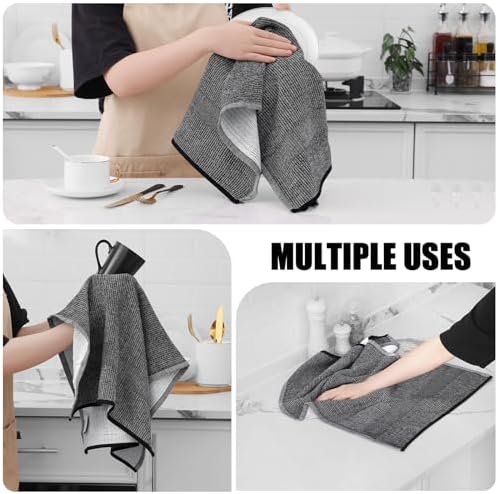 Homaxy Set of 8 Bulk Cotton Terry Kitchen Towels Set, 12 x 12 and 13 x
