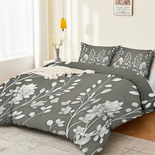 Microfiber Reversible Duvet Cover King Size - Minimalist Plants