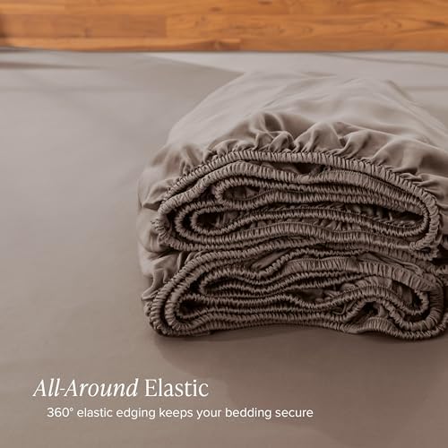 Bare Home 100% Rayon Made from Bamboo Fitted Sheet (Queen, Taupe)
