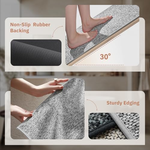 PADOOR Thin Bathroom Runner 24"x48", Braided Bath Mats for Bathroom