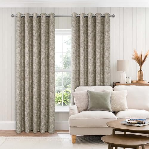 always4u 100% Blackout Curtains, Textured Drapes Linen Look for