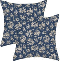 Spring Flower Pillow Covers 22x22 Chinoiserie Navy Blue Floral