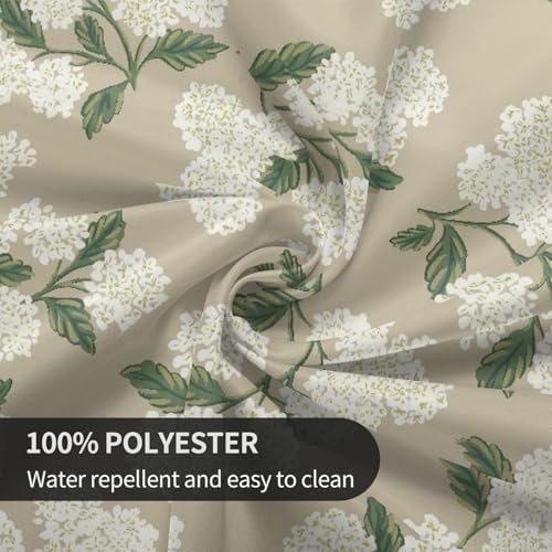Beige Floral Round Tablecloth 70 Inch Khaki Green Hydrangea Flower