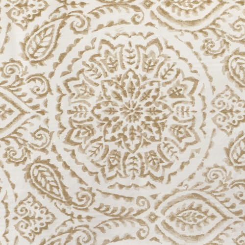 Savannah Boho Paisley Printed Vinyl Indoor/Outdoor Tablecloth, Taupe