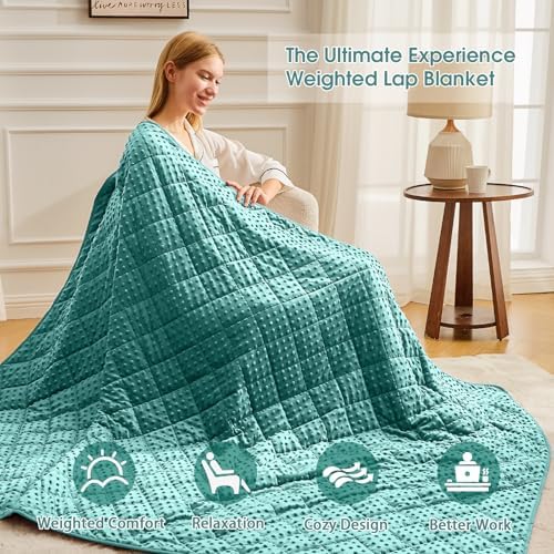 Teal Weighted Blanket for Adults 12lbs, 48"x72", Twin Full Size
