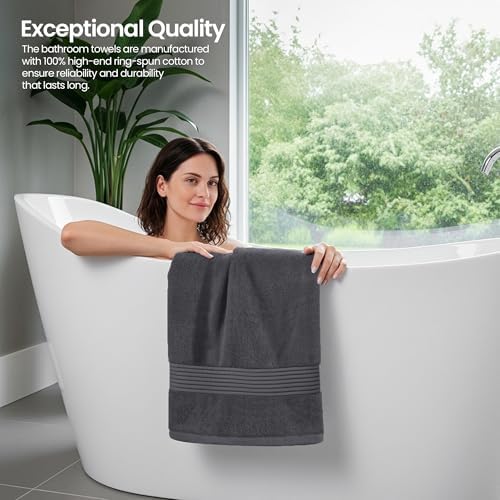 Utopia Towels 6 Pack Bath Towels, 27x54 in, 100% Cotton, Grey
