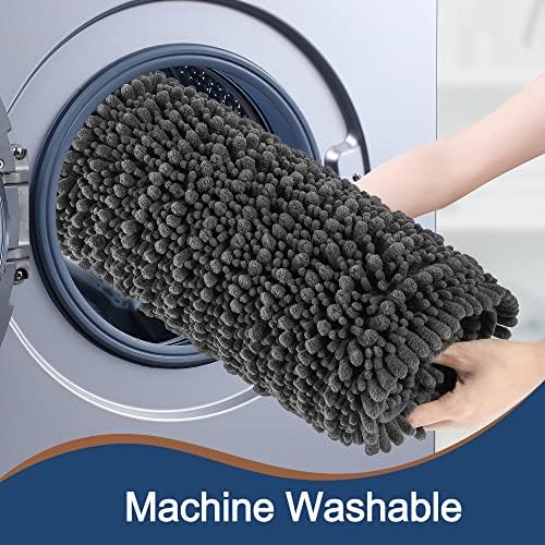 FLOLEOPA Luxury Chenille Charcoal Grey Bathroom Rugs Bath Mats Sets