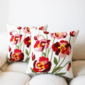 Embroidered Throw Pillow Cover 2PCS 18x18 Inch Floral Cotton Pillow