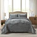 Travan Luxury Velvet Quilt Set King Size, Ultra Soft Velvet Bedding
