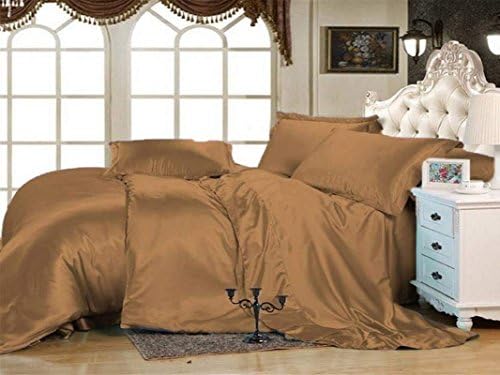 Taupe 1 PC Luxurious Ultra Soft Silky Satin Duvet Cover with Zipper