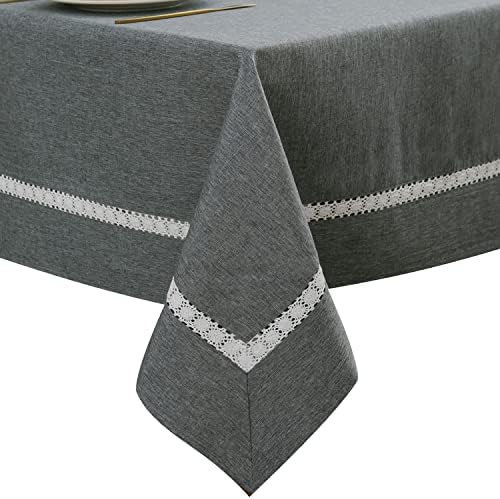 EHouseHome Heavy Duty Fabric Tablecloth with White