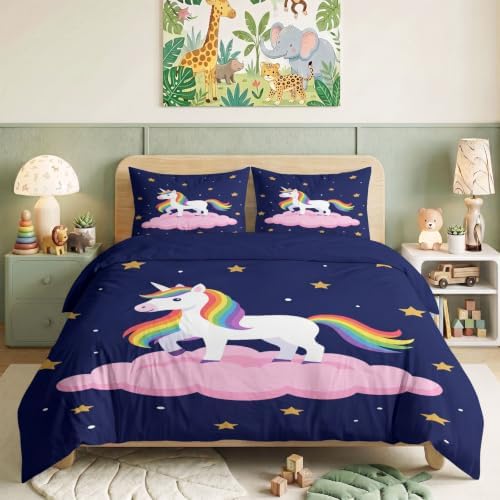King Duvet Cover Set Soft Microfiber Dream Unicorn