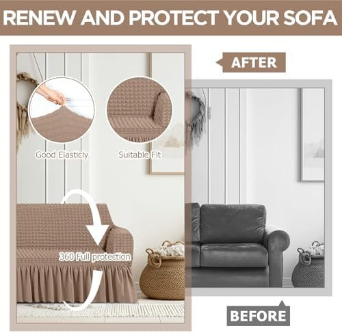 Fanfanwin 3 Pcs Sofa Slipcover Set for Couch Cushion Durable Washable