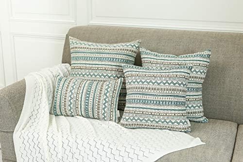 Mika Home Pack of 2 Throw Pillow Cases, Striped,22x22 Inches, Green