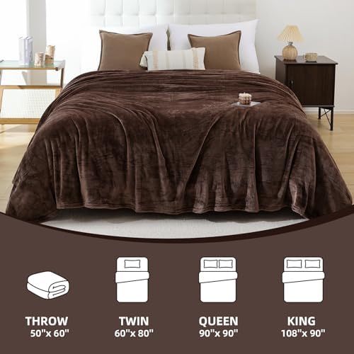Brown King Size Fleece Throw Blanket for Bed Couch,Soft Cozy Blankets