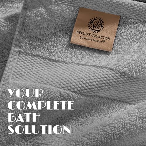 Wealuxe Light Gray Bath Towel Set of 6 - Extra Absorbent 100% Cotton
