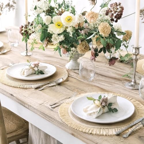 Kochorie 12 Pcs Round Burlap Placemats 15" Boho Jute Placemats with