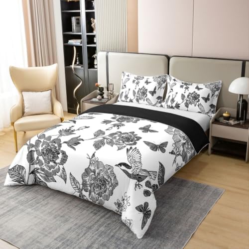 Feelyou Vintage Floral Duvet Cover 100% Cotton Queen Size