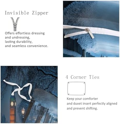 King Duvet Cover Set Big Ben in Landscape Park Soft Microfiber