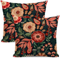 Boho Floral Pillow Covers 18x18 Set of 2, Spring Red Flower Outdoor
