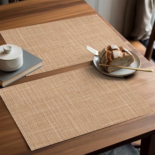 Round Placemats Set of 8 Minimalist Sandy Beige Place Mats Nature