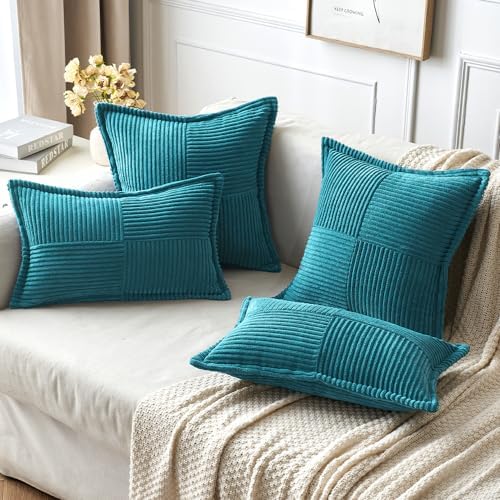 MIULEE Decorative Throw Pillow Covers for Couch 20x20 Inch Teal Blue