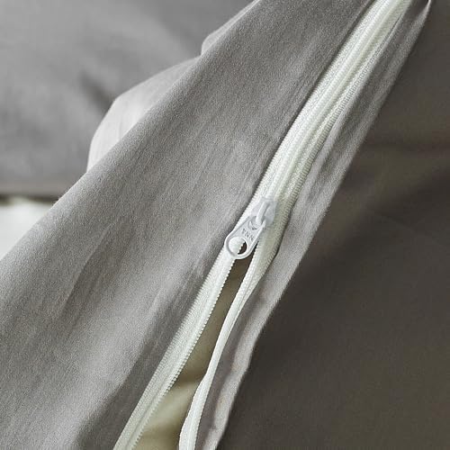 YuHeGuoJi White Grey Duvet Cover Queen 100% Egyptian Cotton 3 Pcs Set