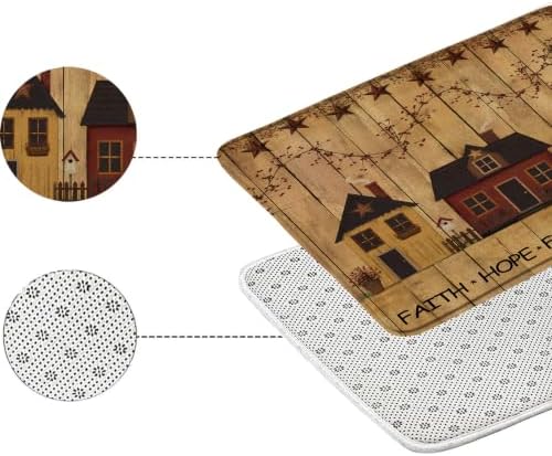 GCTNBJL 4 Pieces Bathroom Rug Sets,Primitive Rustic Vintage Farmhouse